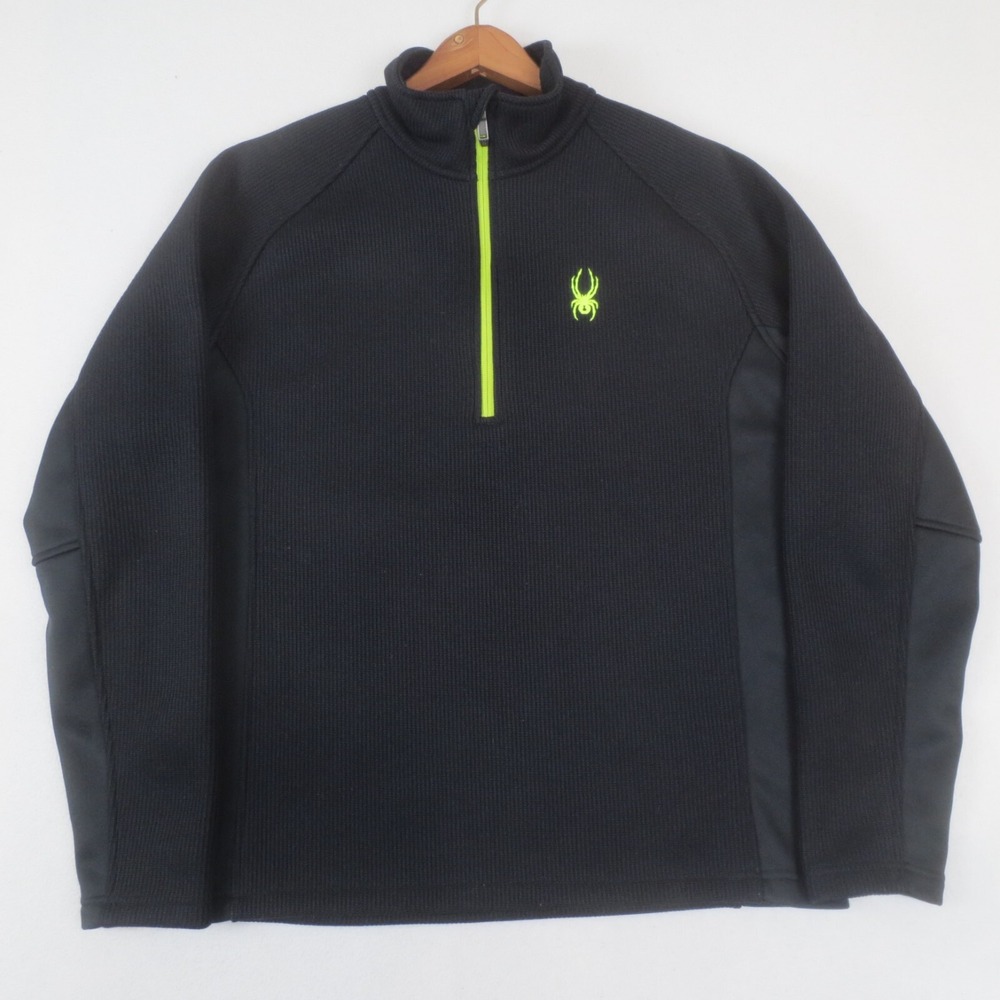 Spyder Sweater Mens Large Black Half Zip Core‎ Knit Outbound Pullover Casual
